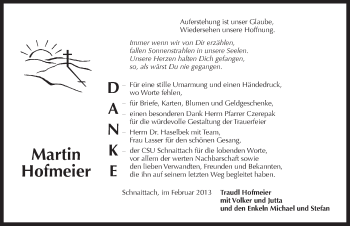Traueranzeige von Martin Hofmeier von Pegnitz-Zeitung